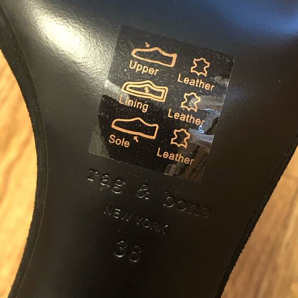 Rag & Bone Ellis Black Suede Buckle Sandal Heels Size 8 (38) - Picture 10 of 14